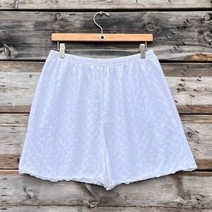 White Heart Patterned Cotton Blend Bloomers with Lace Trim Size Large